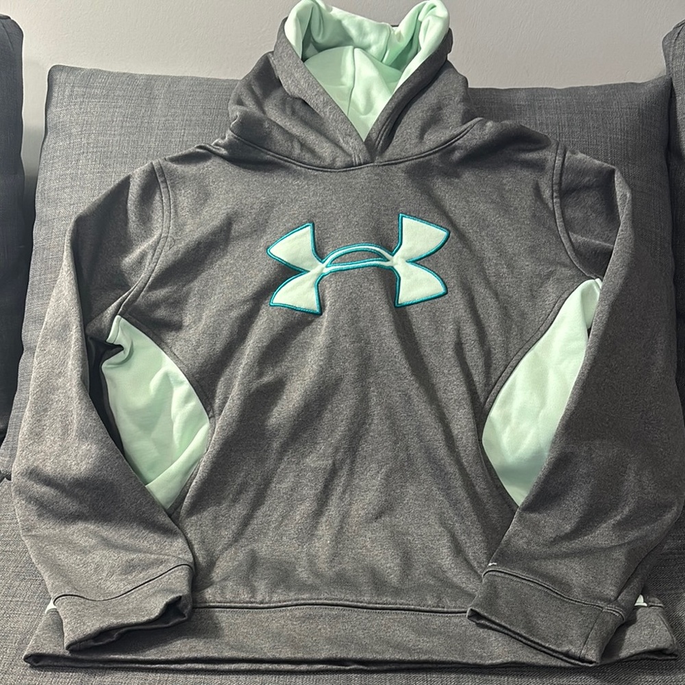 Under Armour Gray and Teal Hoodie Sweatshirt